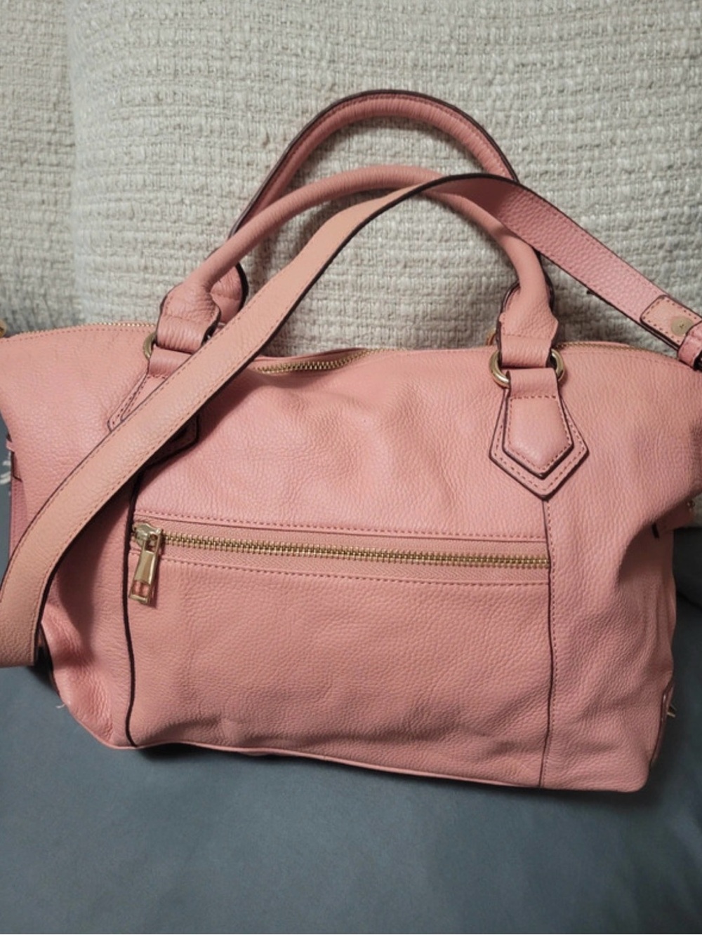Blush Leather Satchel Duffle Bag - Lola